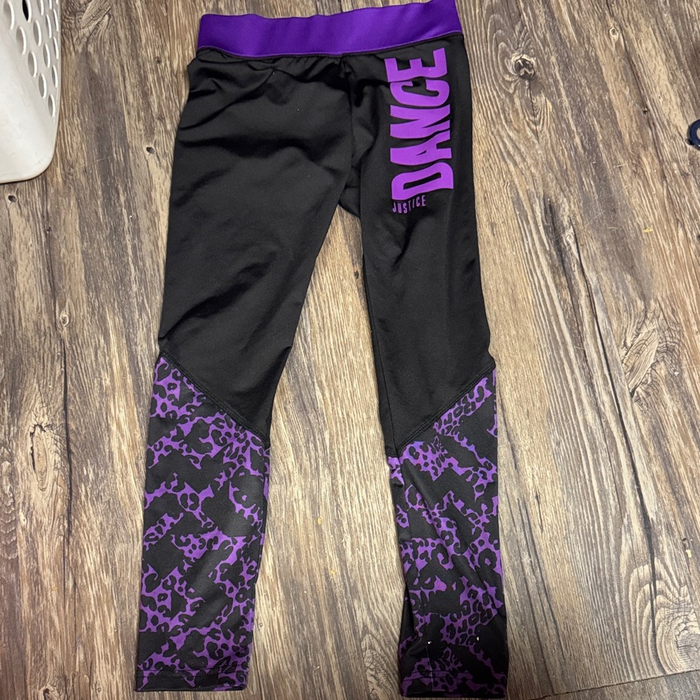 Justice Black and Purple 'DANCE' Girls' Leggings